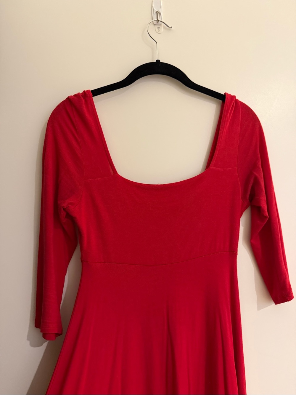Soprano Red Scoop Neck Fit & Flare Dress with Three-Quarter Sleeves